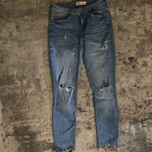 Zara Women's Distressed Skinny Jeans - Blue